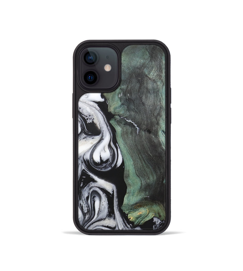 iPhone 12 mini Wood+Resin Phone Case - Fernando (Black & White, 723239)