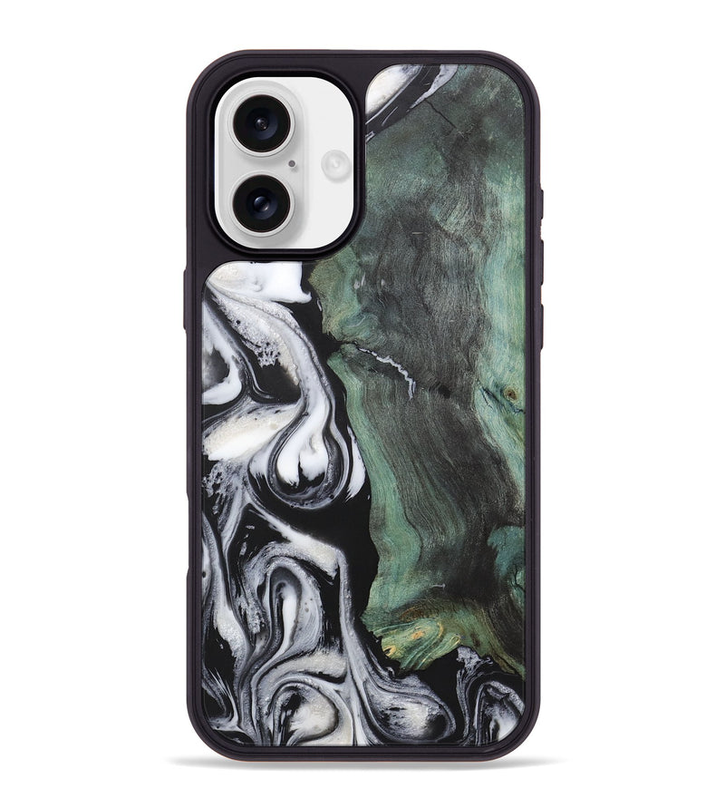 iPhone 16 Plus Wood+Resin Phone Case - Fernando (Black & White, 723239)