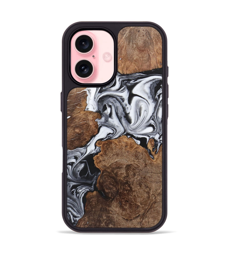 iPhone 16 Wood+Resin Phone Case - Arlo (Black & White, 723240)