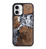 iPhone 16 Plus Wood+Resin Phone Case - Arlo (Black & White, 723240)