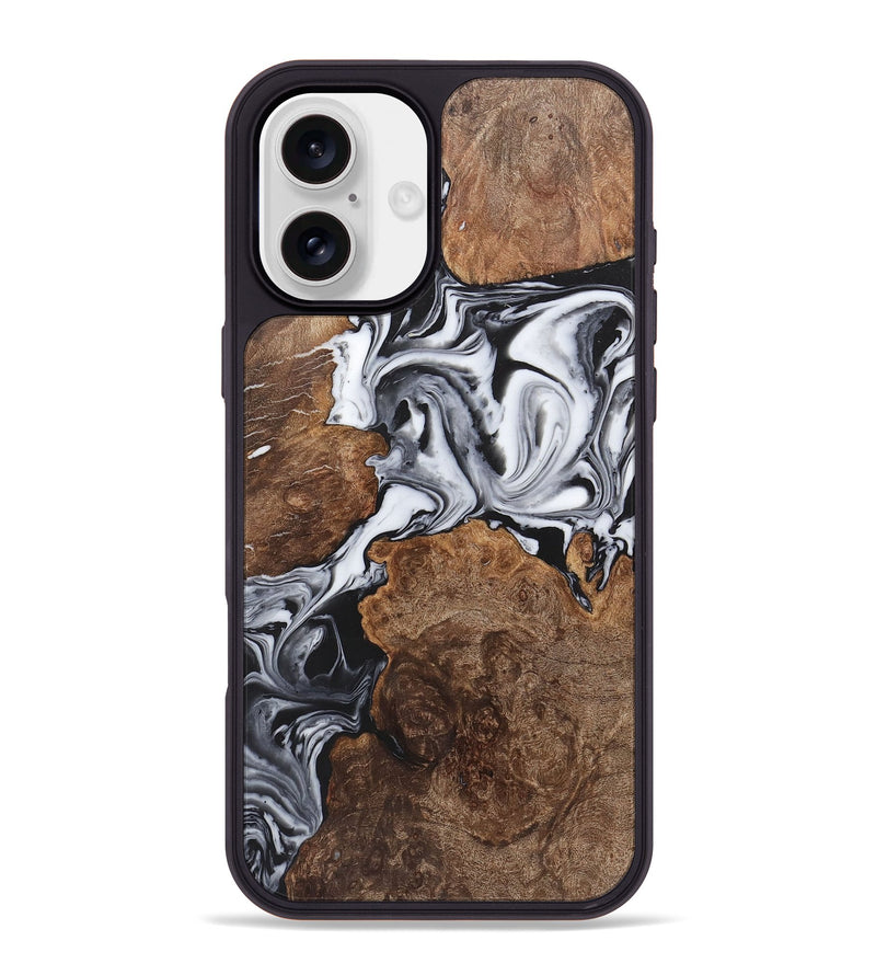 iPhone 16 Plus Wood+Resin Phone Case - Arlo (Black & White, 723240)