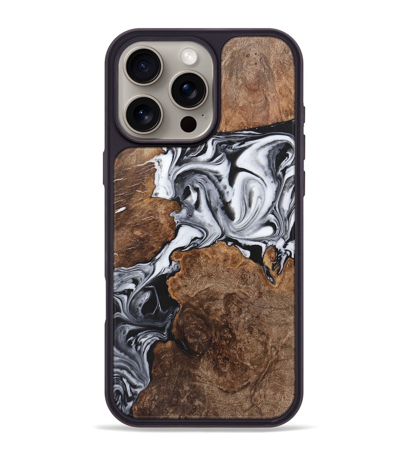 iPhone 16 Pro Max Wood+Resin Phone Case - Arlo (Black & White, 723240)