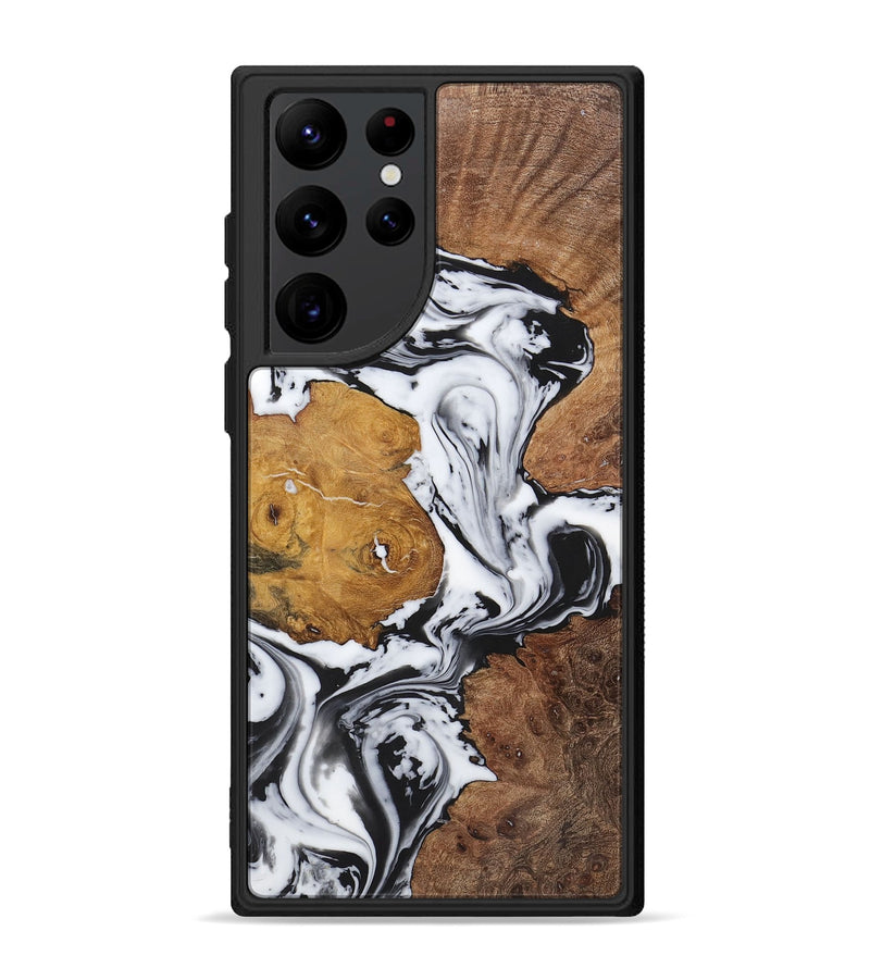 Galaxy S22 Ultra Wood+Resin Phone Case - Luciana (Black & White, 723241)