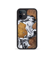 iPhone 12 mini Wood+Resin Phone Case - Luciana (Black & White, 723241)