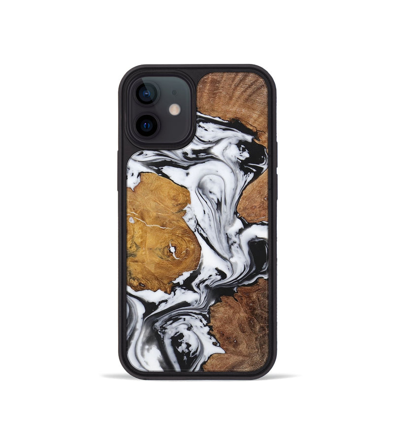 iPhone 12 mini Wood+Resin Phone Case - Luciana (Black & White, 723241)