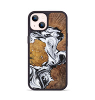 iPhone 14 Wood+Resin Phone Case - Luciana (Black & White, 723241)