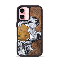 iPhone 16 Wood+Resin Phone Case - Luciana (Black & White, 723241)