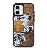 iPhone 16 Plus Wood+Resin Phone Case - Luciana (Black & White, 723241)