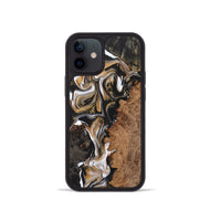 iPhone 12 mini Wood+Resin Phone Case - Doreen (Black & White, 723242)