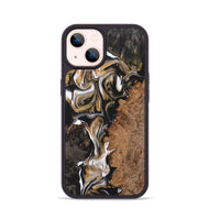 iPhone 14 Wood+Resin Phone Case - Doreen (Black & White, 723242)