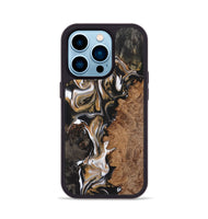 iPhone 14 Pro Wood+Resin Phone Case - Doreen (Black & White, 723242)