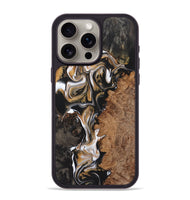 iPhone 15 Pro Max Wood+Resin Phone Case - Doreen (Black & White, 723242)