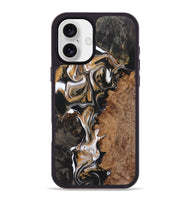 iPhone 16 Plus Wood+Resin Phone Case - Doreen (Black & White, 723242)