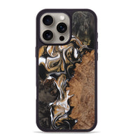 iPhone 16 Pro Max Wood+Resin Phone Case - Doreen (Black & White, 723242)