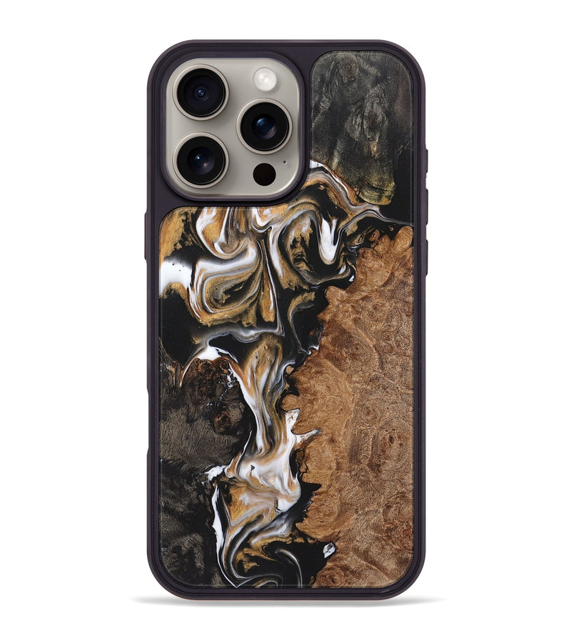 iPhone 16 Pro Max Wood+Resin Phone Case - Doreen (Black & White, 723242)