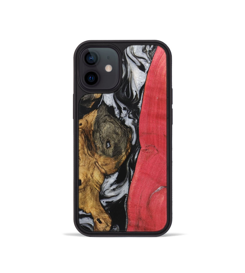 iPhone 12 mini Wood+Resin Phone Case - Jeremiah (Black & White, 723243)