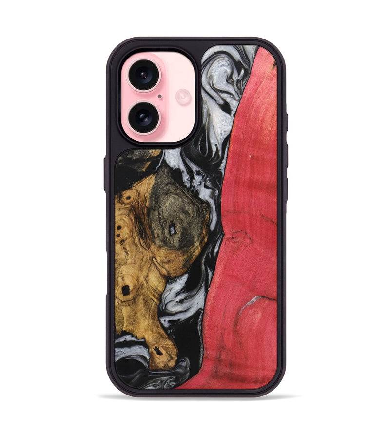 iPhone 16 Wood+Resin Phone Case - Jeremiah (Black & White, 723243)