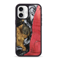 iPhone 16 Plus Wood+Resin Phone Case - Jeremiah (Black & White, 723243)