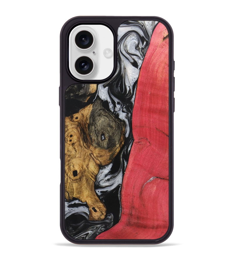 iPhone 16 Plus Wood+Resin Phone Case - Jeremiah (Black & White, 723243)