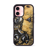 iPhone 16 Wood+Resin Phone Case - Sallie (Black & White, 723245)