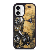 iPhone 16 Plus Wood+Resin Phone Case - Sallie (Black & White, 723245)