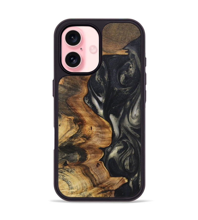 iPhone 16 Wood+Resin Phone Case - Parker (Black & White, 723246)