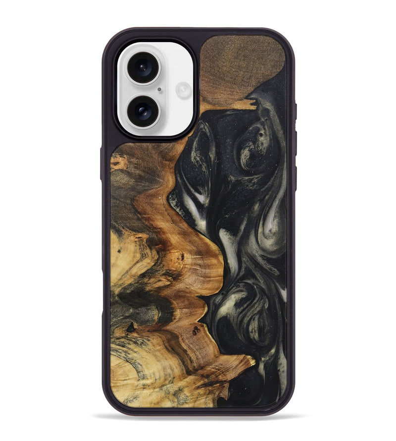 iPhone 16 Plus Wood+Resin Phone Case - Parker (Black & White, 723246)