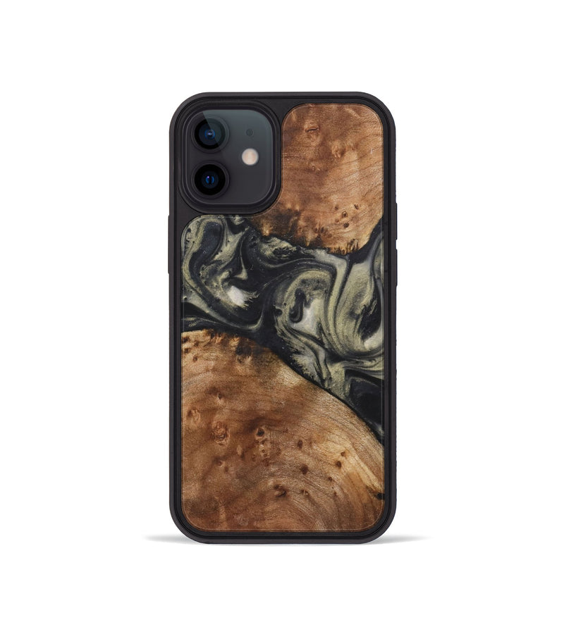 iPhone 12 mini Wood+Resin Phone Case - Ronnie (Black & White, 723247)