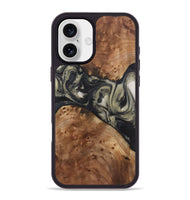 iPhone 16 Plus Wood+Resin Phone Case - Ronnie (Black & White, 723247)