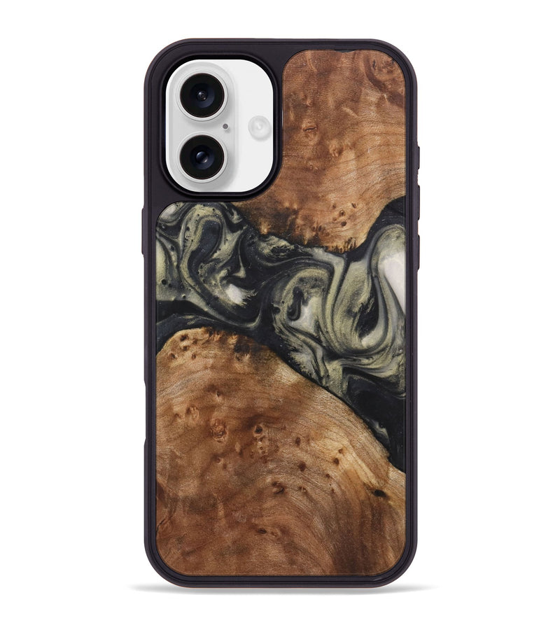 iPhone 16 Plus Wood+Resin Phone Case - Ronnie (Black & White, 723247)