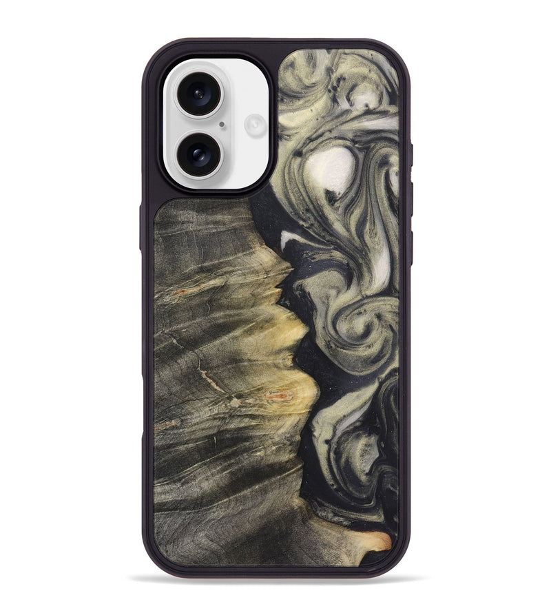 iPhone 16 Plus Wood+Resin Phone Case - Angelo (Black & White, 723248)