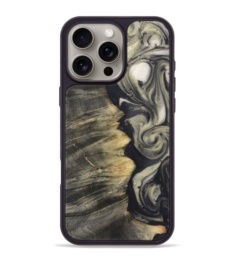 iPhone 16 Pro Max Wood+Resin Phone Case - Angelo (Black & White, 723248)