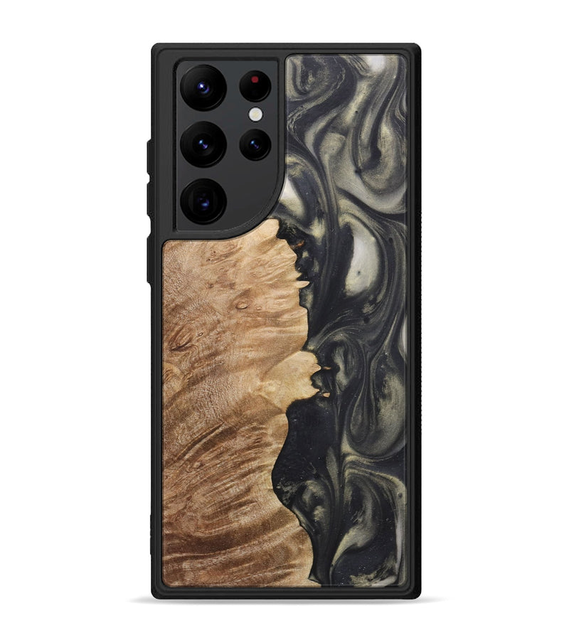 Galaxy S22 Ultra Wood+Resin Phone Case - Owen (Black & White, 723249)