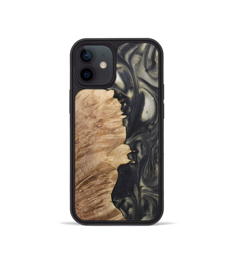 iPhone 12 mini Wood+Resin Phone Case - Owen (Black & White, 723249)