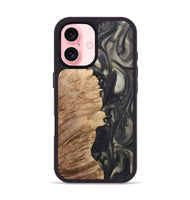 iPhone 16 Wood+Resin Phone Case - Owen (Black & White, 723249)