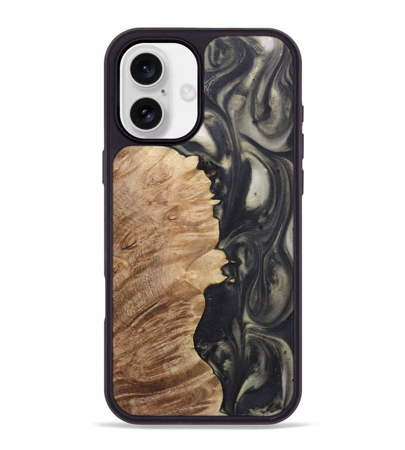 iPhone 16 Plus Wood+Resin Phone Case - Owen (Black & White, 723249)