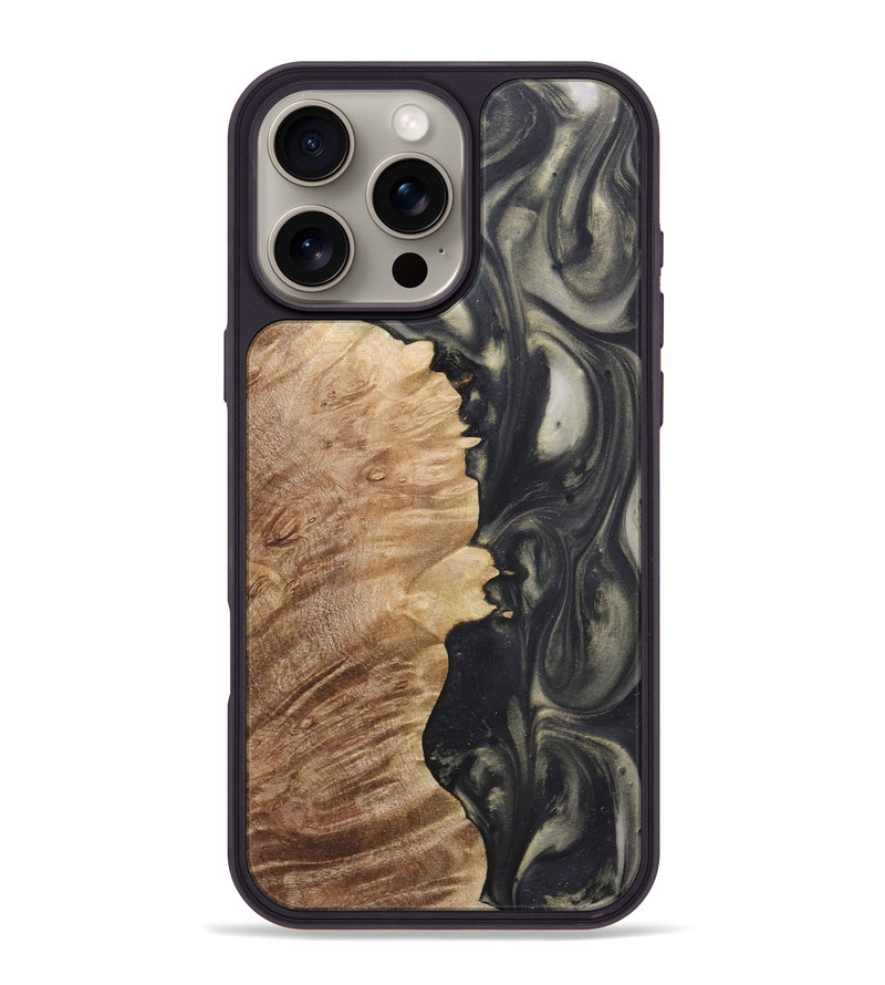 iPhone 16 Pro Max Wood+Resin Phone Case - Owen (Black & White, 723249)