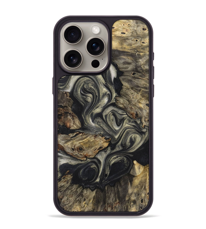 iPhone 15 Pro Max Wood+Resin Phone Case - Betty (Black & White, 723250)