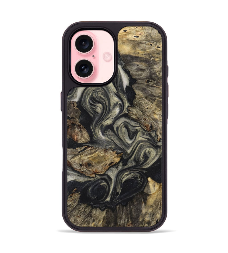 iPhone 16 Wood+Resin Phone Case - Betty (Black & White, 723250)