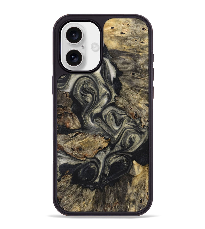 iPhone 16 Plus Wood+Resin Phone Case - Betty (Black & White, 723250)