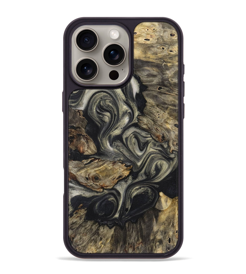 iPhone 16 Pro Max Wood+Resin Phone Case - Betty (Black & White, 723250)