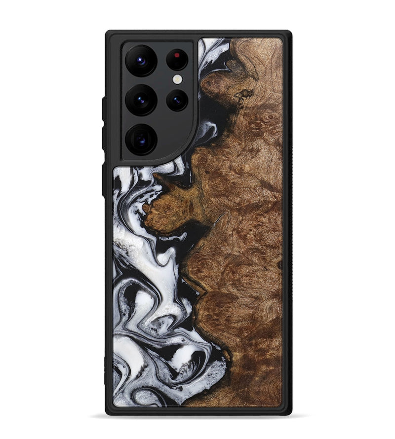 Galaxy S22 Ultra Wood+Resin Phone Case - Aaron (Black & White, 723252)