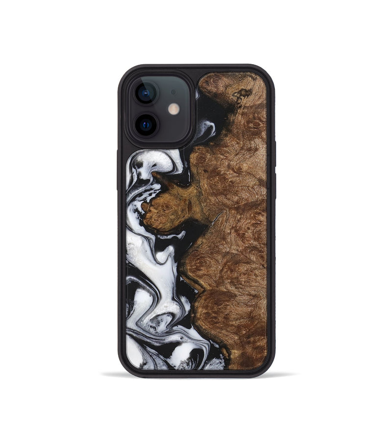 iPhone 12 mini Wood+Resin Phone Case - Aaron (Black & White, 723252)