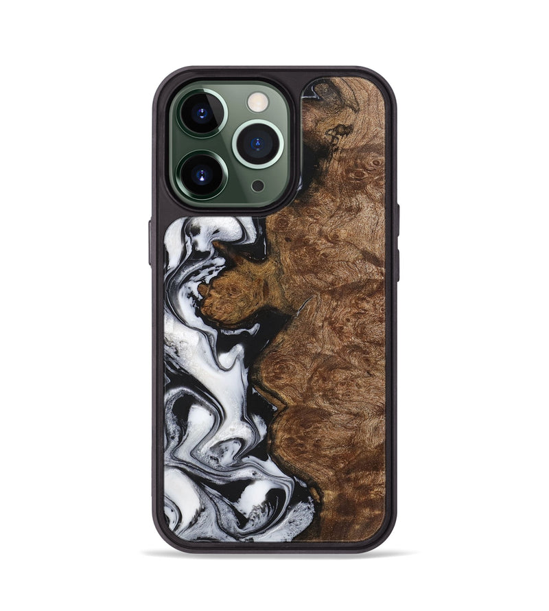 iPhone 13 Pro Wood+Resin Phone Case - Aaron (Black & White, 723252)