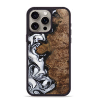 iPhone 15 Pro Max Wood+Resin Phone Case - Aaron (Black & White, 723252)