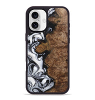 iPhone 16 Plus Wood+Resin Phone Case - Aaron (Black & White, 723252)