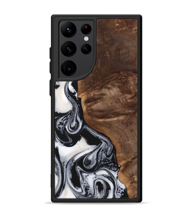 Galaxy S22 Ultra Wood+Resin Phone Case - Jennifer (Black & White, 723253)