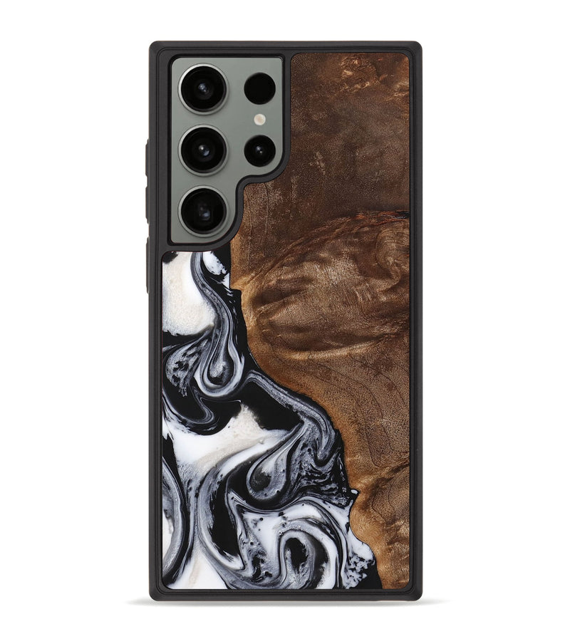 Galaxy S23 Ultra Wood+Resin Phone Case - Jennifer (Black & White, 723253)