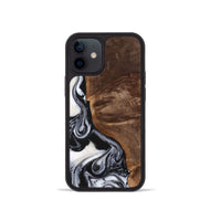 iPhone 12 mini Wood+Resin Phone Case - Jennifer (Black & White, 723253)