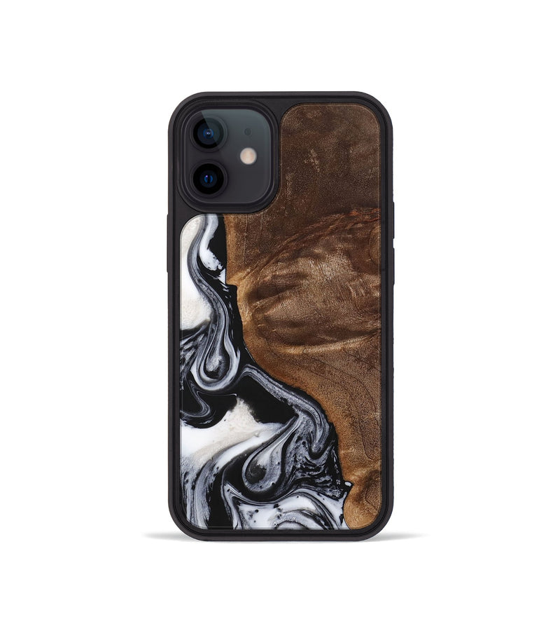 iPhone 12 mini Wood+Resin Phone Case - Jennifer (Black & White, 723253)